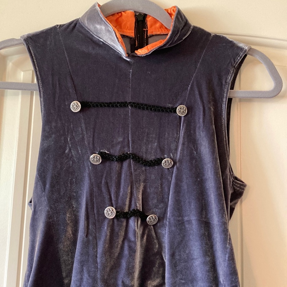 Velvet Sleeveless Dance Costume Top with Button Details